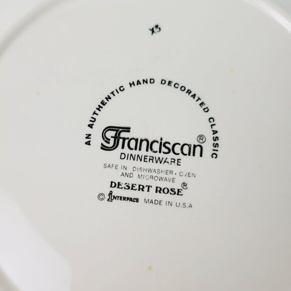 Franciscan Desert Rose DINNER Plate c.1977-79 Pink Floral Hand Painted Embossed - Picture 6 of 8